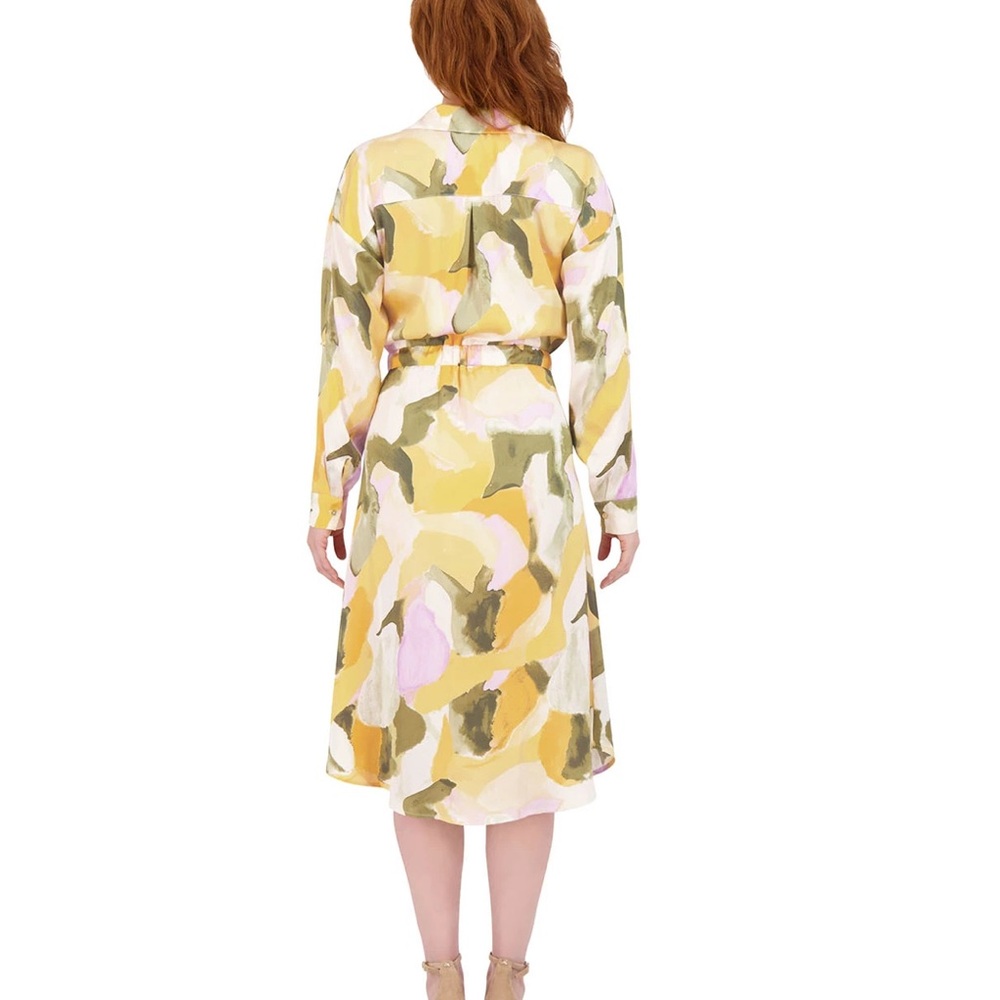 French Connection Yellow and Green Long Sleeve Dress - Picture 3 of 6